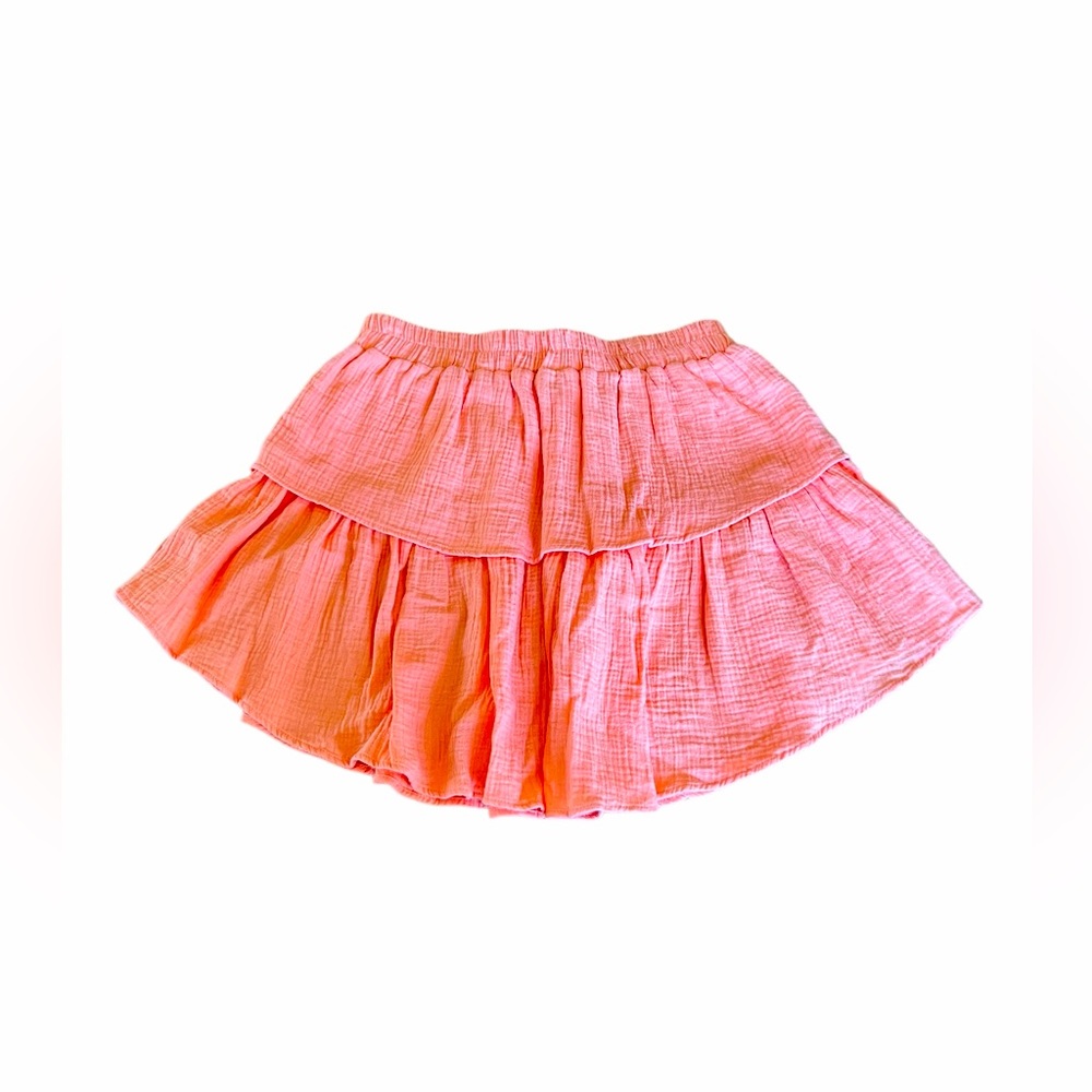 DREW from Anthropologie cotton gauze skirt Tangerine, tiered. Size Medium